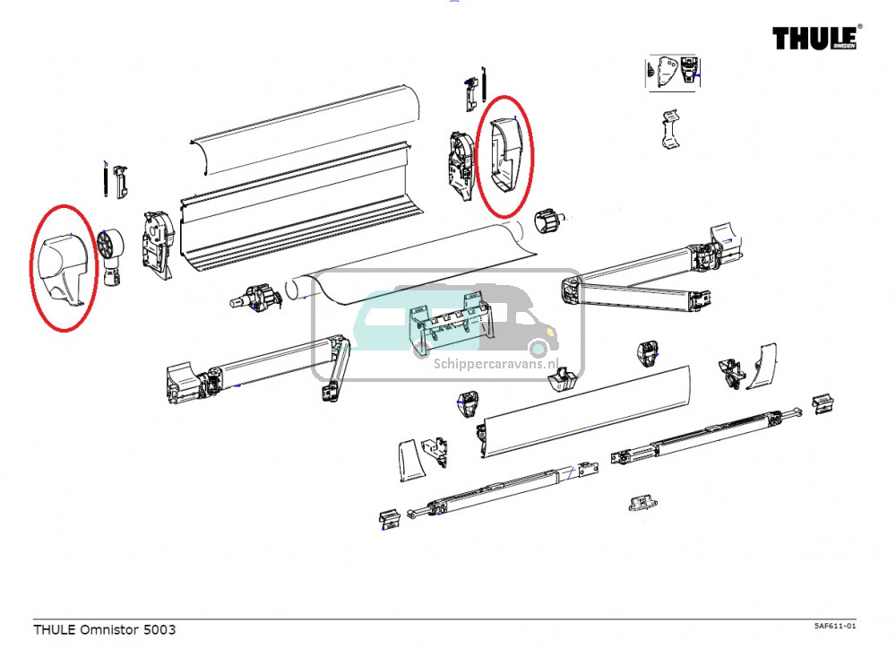 Thule Eindkap Lead Rail LH+RH 5003