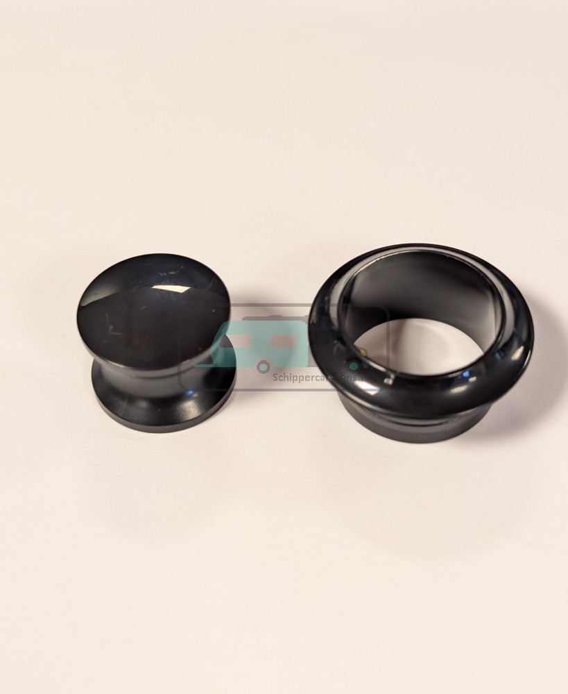 Knop+Ring Pushlock Zwart