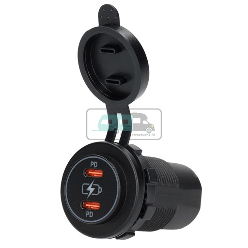 [OCS_1144258B] Power Line Contactdoos USB-C PD Lader 2x3A